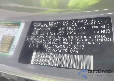 2024 Hyundai Elantra Sel z USA, uszkodzony, nr VIN KMHLS4DGXRU716217